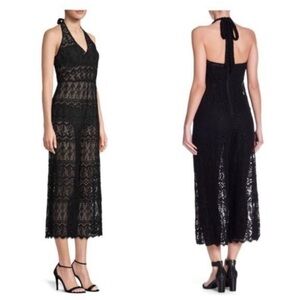 Alice & Olivia Black Lace Halter Jumpsuit